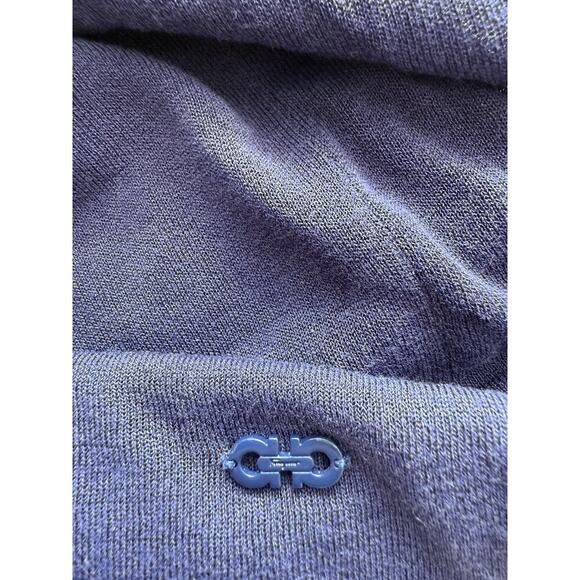 Ferragamo Logo Plaque Knit Blue Purple Tank Top Vet large Sleeveless Blouse - Picture 16 of 16